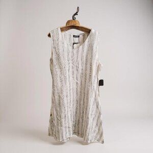 AP NY Sustainable 100% Linen Sleeveless Dress Ladies Small Black/White Lagom NWT